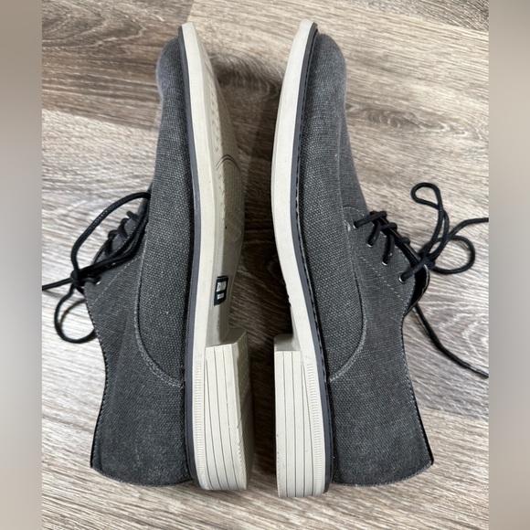 Izod Mens Shoe 8M Gray Lace-Up Dressy Canvas Memory Foam Bruce Preppy Minimalist - Picture 7 of 8